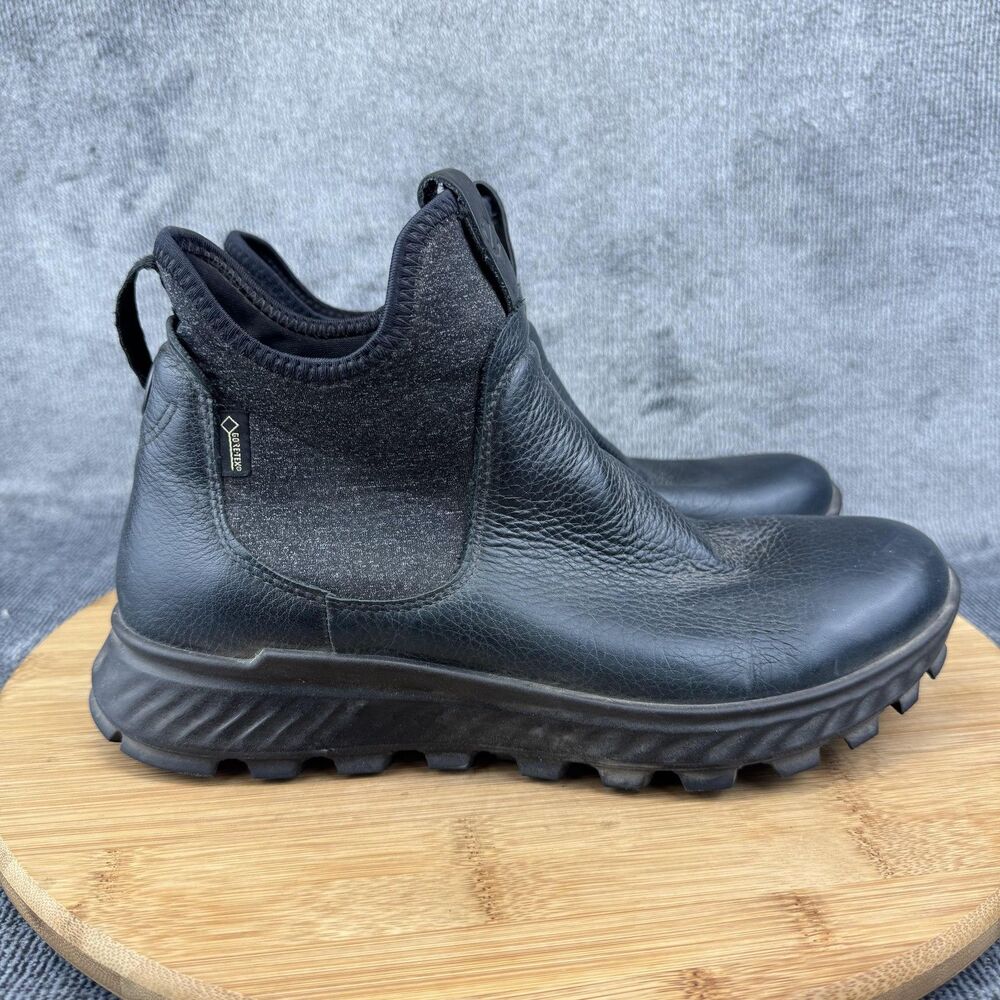 Ecco Boots Womens Size 6 Black Exostrike GTX Chelsea Waterproof Leather